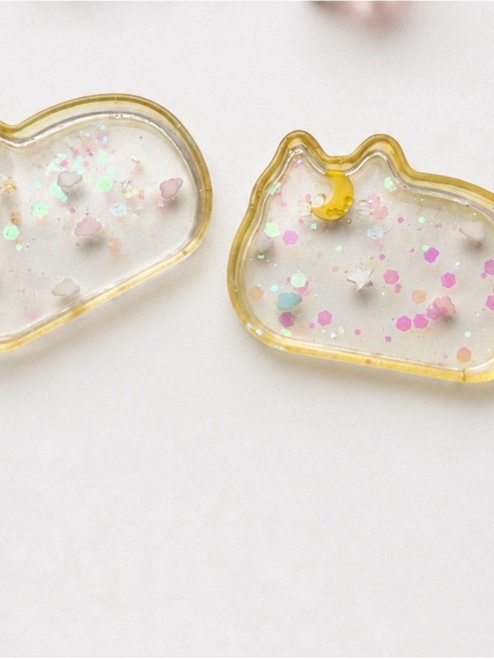 Yellow Glitter Cat Cloud Trays